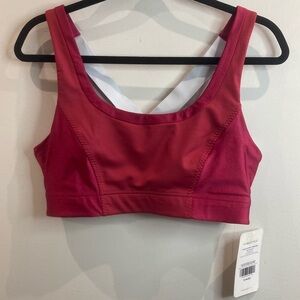 FABLETICS Sz L Paige Low Impact Metallic Elastic  Straps Comfort Band Sports Bra